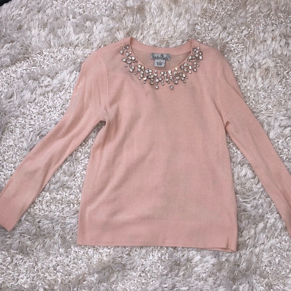 Peach embellished sweater Nouvaux S